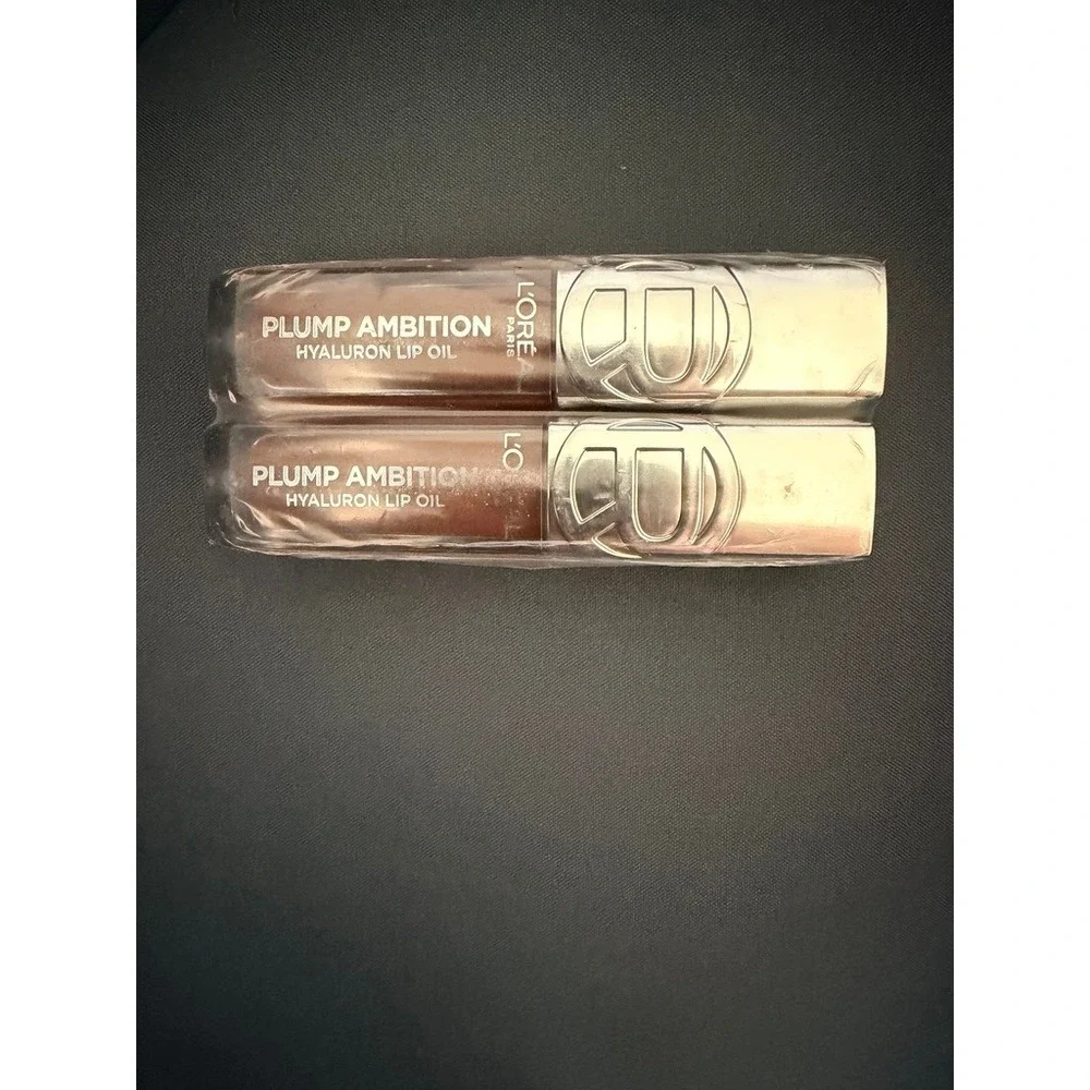 L'Oreal Plump‎ Ambition Lip Oil Womens 2-Pack Brown Hyaluronic NWT